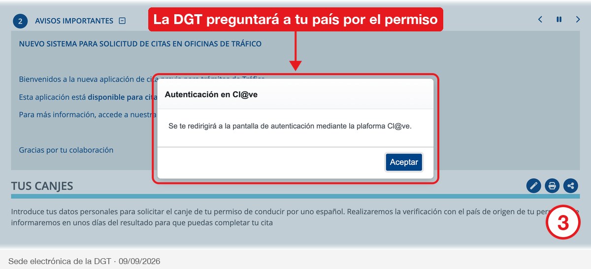 Aviso de autenticación en Cl@ve y explicación de la verificación con el país de origen
