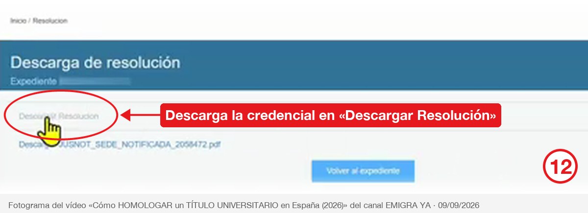 Pantalla de descarga de resolución con el botón Descargar Resolución señalado