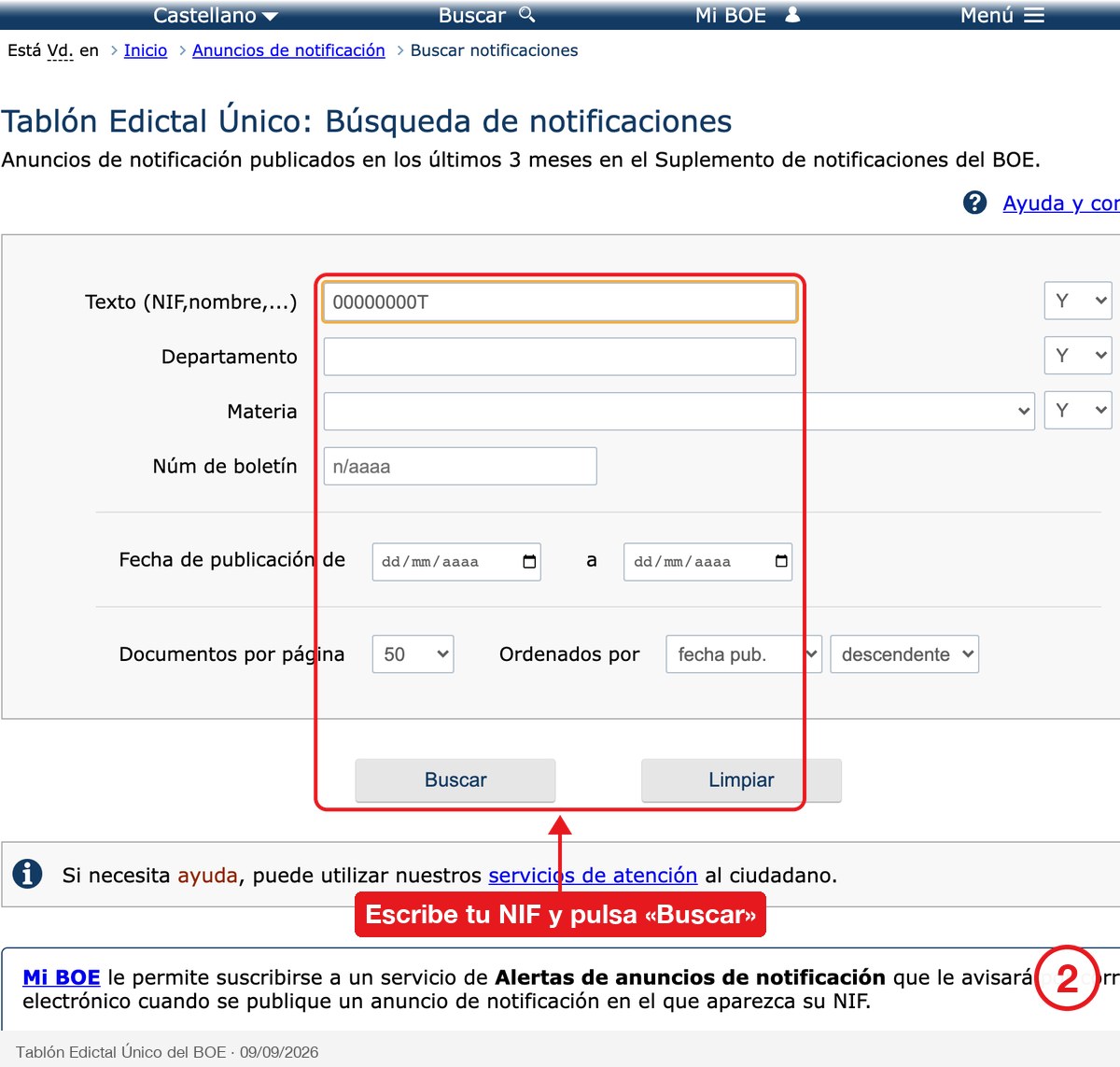 Anuncios de notificación en el BOE – Cómo buscar si te han notificado algo
