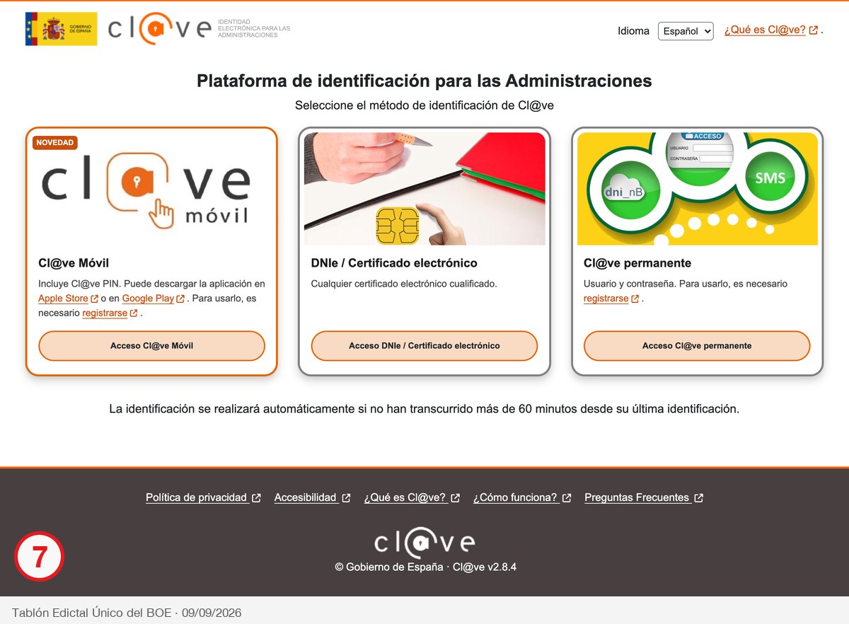 Pasarela de identificación Cl@ve con Cl@ve Móvil, DNIe o certificado y Cl@ve permanente