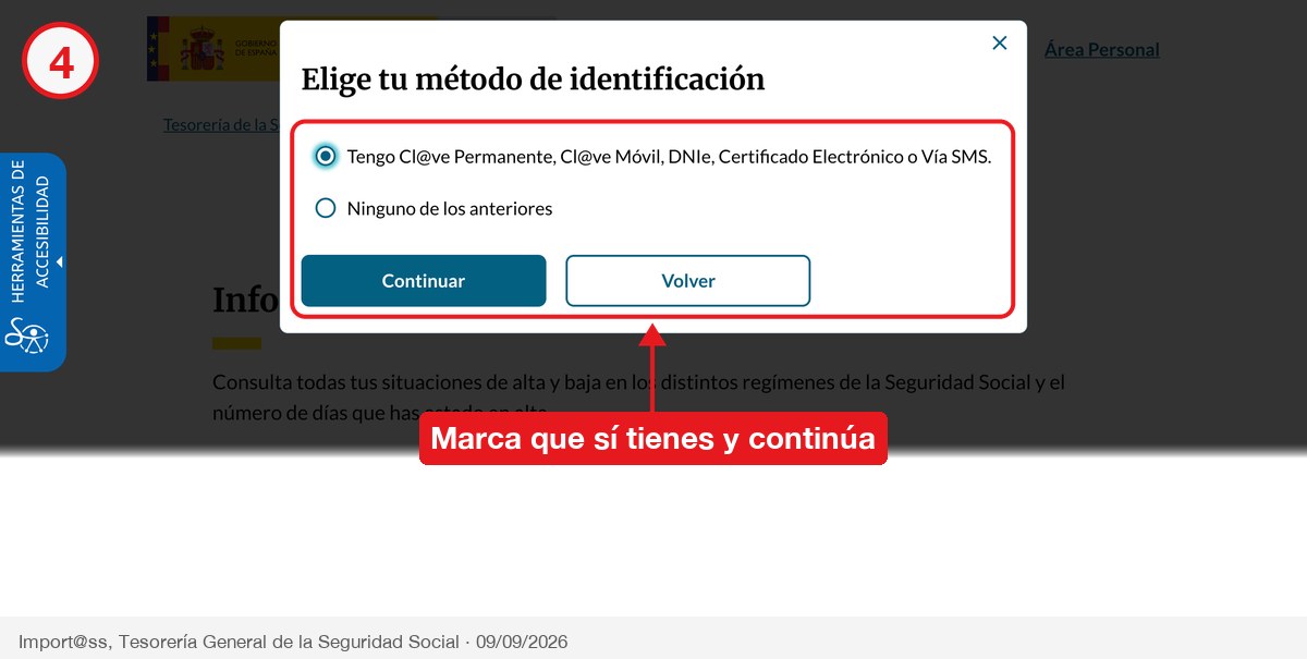 Paso 4: ventana «Elige tu método de identificación»