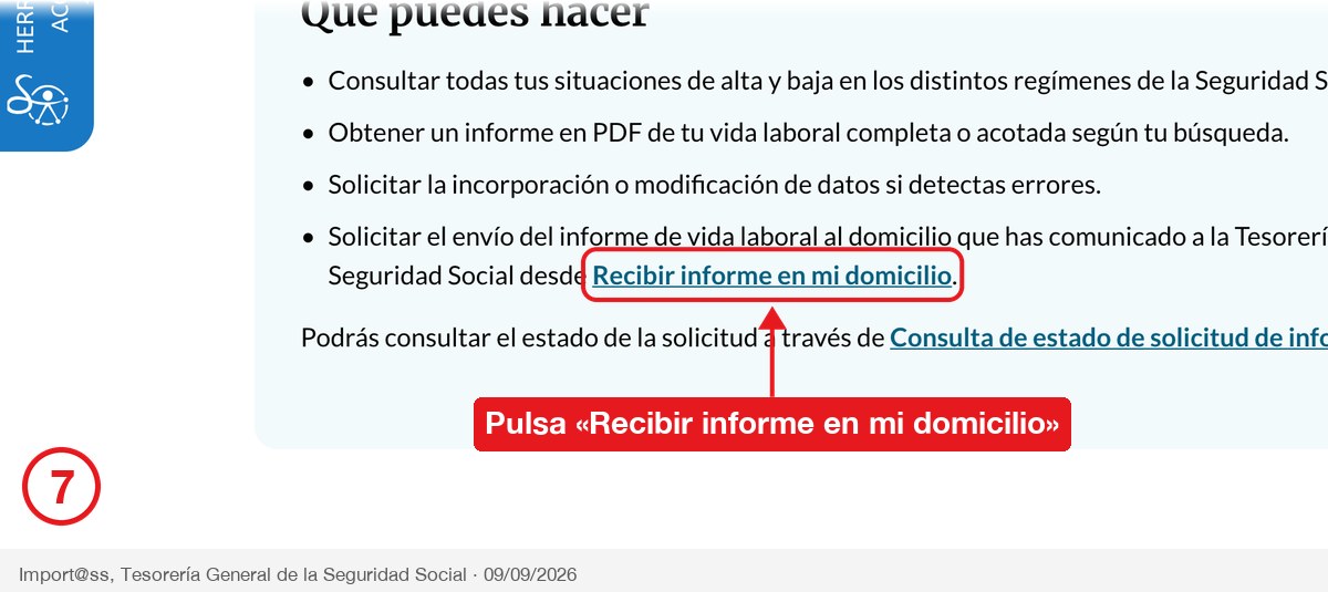 Paso 1 de la ruta sin identificación: enlace para recibir el informe en casa